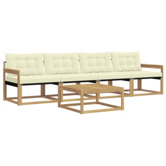 vidaXL Conjunto De Sof&aacute;s De Exterior 5 Pcs Blanco Y Crema Vidaxl