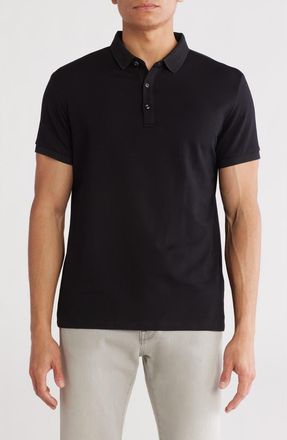 T.R. Premium Slim Fit Stretch Cotton Polo in Black at Nordstrom Rack, Size Xx-Large