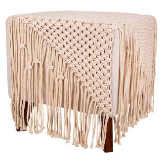 Wanderlust Deco Puff De Algod&oacute;n Trenzado Color Crema 45x45x45