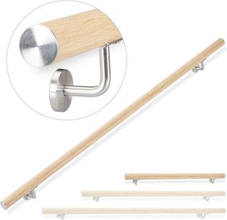 Relaxdays Pasamanos Escalera Redondo Para Interior Y Exterior &Oslash; 42mm, Aluminio, Marr&oacute;n, 100 Cm - Relaxdays