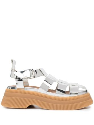 Ganni Creeper cage strap sandals - Silver
