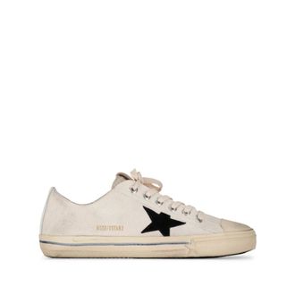 Golden Goose Distressed White Canvas Trainers