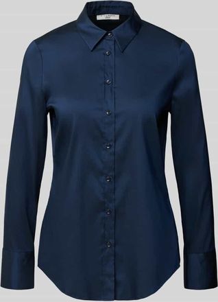 Eterna Hemdbluse mit Knopfleiste in Marine, Größe 34