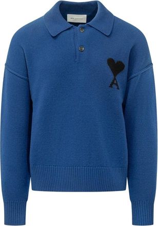 Ami Overhemd met Logo - Heren - Polos - Blauw - L - Katoen - Tops