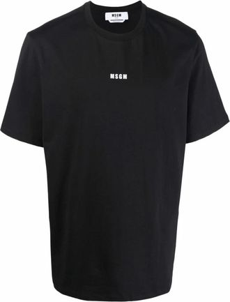 Msgm Mini Logo T-Shirt - Heren - T-shirts - Zwart - S - Katoen - Tops
