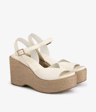 Pedro Garcia Wedge in white leather whit jute wedge| Doina | Spring Summer 26 | PEDRO GARCIA