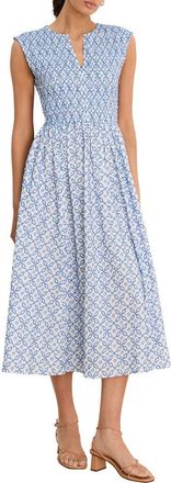 Nic+Zoe Amelia Embroidered Tile Cotton Midi Dress in Blue Multi at Nordstrom, Size Xx-Large