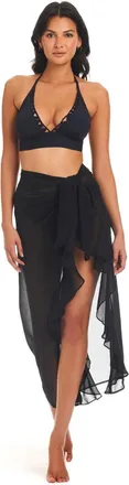 Bleu Rod Beattie Gypset Cover Up Womens Black Long Ruffle Sarong FROG452