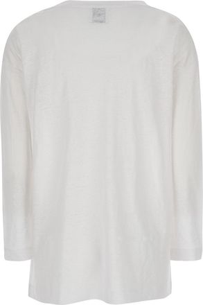 Allude Womens White Linen Shirt With Boat Neckline Top