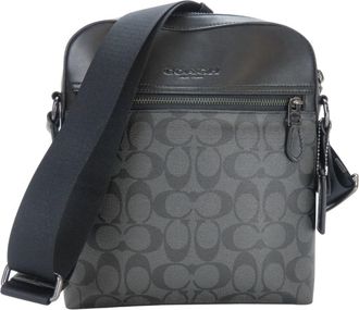 Coach Black Dark Gray Pvc Leather Shoulder Bag (Pre-Owned)