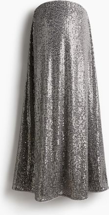 H&M MAMA Ausgestellter Paillettenjupe - Silber