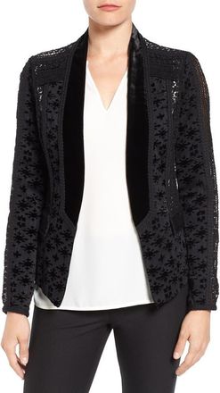 Kobi Halperin Kobi Halperin Pippa Velvet & Lace Jacket in Black at Nordstrom, Size Medium