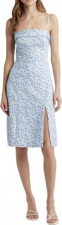 French Connection Echo Crepe Strappy Midi Dress In Blue Multi