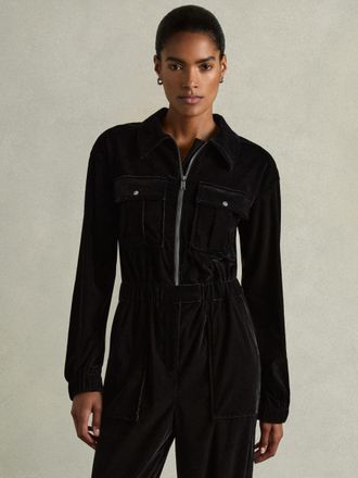 Reiss Vinnia Jumpsuit Plain, Black Size: 6