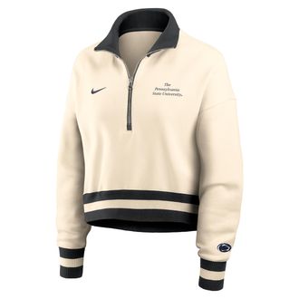 Nike Penn State Legacy Nike Womens College Cropped 1/4-Zip Crew in Brown | 03O80C38PSN-FFD