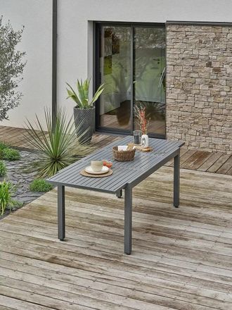 DCB Garden Mesa de jard&iacute;n de aluminio de 8 plazas - gris antracita