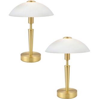 Loops 2 PACK Table Lamp Brass Matt Touch on & Off-Shade White Satinized Glass E14 60W