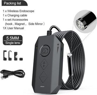 OEM Endoscopio Wifi, C&aacute;mara De Inspecci&oacute;n Endosc&oacute;pica Con Lente, 6 Luces Led, Cable Flexible Semirr&iacute;gido, Para Iphone, Samsung, Ios, Android Smartphone/ta
