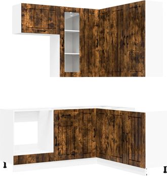 vidaXL Unidad De Cocina Lucca 8 Uds. Roble Ahumado Vidaxl