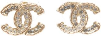 Chanel 2012 CC-mark rhinestone earrings - Gold