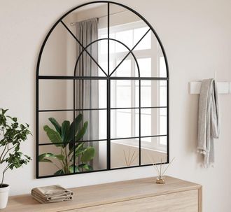 vidaXL Espejo De Pared Arco De Hierro Negro 100x50 Cm Vidaxl