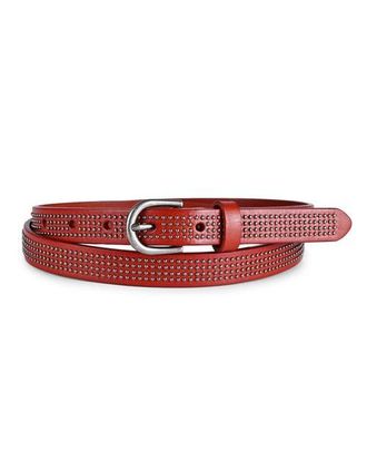 OLD TREND Stud Genuine Leather Slim Studded Everyday Belt in Cognac at Nordstrom, Size Medium