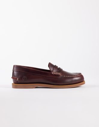 Timberland Mocassini classici da barca in pelle pieno fiore bordeaux-Rosso