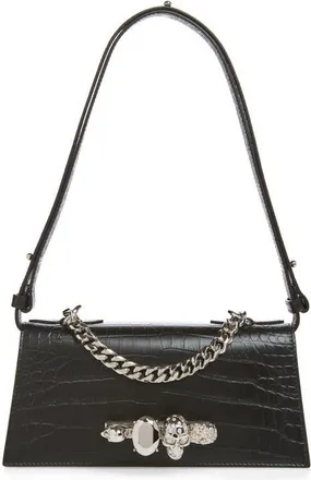 Alexander McQueen Mini Jewelled Shoulder Bag in Black/silver at Nordstrom