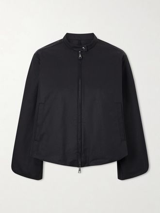Moncler Bomber In Misto Cotone Con Applicazione Gruissan - Nero