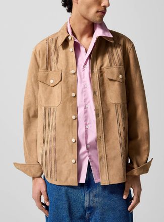 Marni Mens Openwork suede shirt