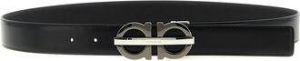 Ferragamo Black Gancini Solid Reversible Belt
