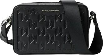 Karl Lagerfeld Zwarte Camera TAS VAN Leer - Heren - Schoudertassen - Zwart - ONE Size - Leer - Tassen