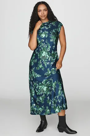 Maeve Charlette Mock-Neck Midi Slip Dress