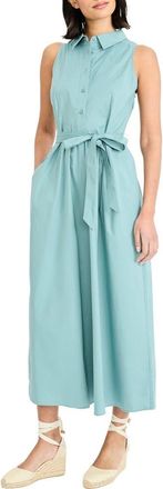 Maggy London Tie Waist Stretch Cotton Shirtdress in Mineral Blue at Nordstrom Rack, Size 18 (Similar To 16W)