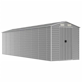 Berkfield Home Garden Shed Light Grey 191x725x198 cm Galvanised Steel | Size: 191 x 725 x 198 cm
