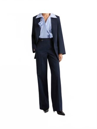 Marella Straight Fit Gabardine Trousers In Navy