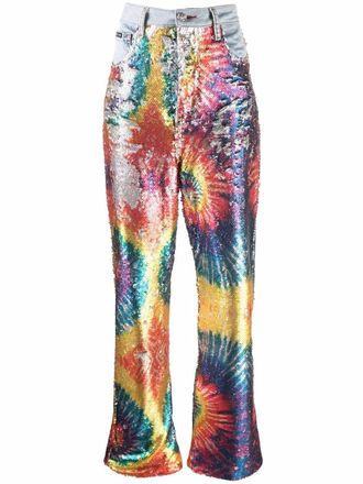 Philipp Plein Jeans con fantasia tie dye - Blu