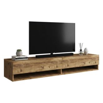 Dmora Dmora - Mueble De Televisi&oacute;n Eirene, Aparador De Sal&oacute;n, Mueble Bajo Para Tv, Base De Pared Equipada, 180x32h29 Cm, Roble, Con Embalaje Reforzado