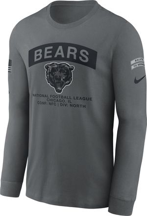 Nike Chicago Bears Salute to Service Nike Mens NFL Long-Sleeve T-Shirt in Grey | NKAC0AIA26-RFD