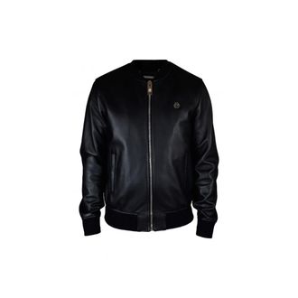 Philipp Plein Bomberjack - Heren - Leren en Su&egrave;de Jassen - Zwart - S - Leer - Jassen