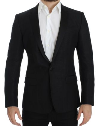 Dolce & Gabbana Mens Classic Fit Blazer Black Silk - Size EU 46 (Mens)