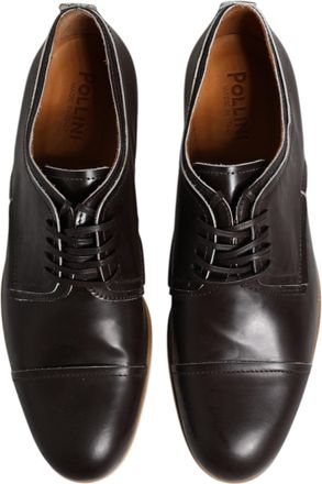 Pollini Mens Dark Brown Leather Derby Lace Up Dress Formal Shoes