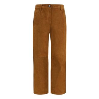 Magda Butrym Pantaloni dritti effetto velluto a coste in pelle - - Trousers - Donna - Marrone - S