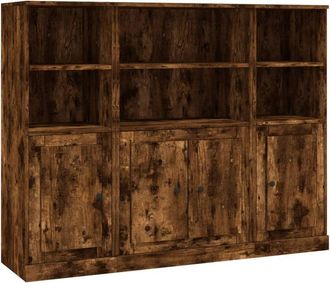 vidaXL Highboards 3 pcs Smoked Oak Engineered Wood Vidaxl