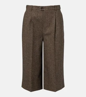 Saint Laurent Herringbone wool-blend Bermuda shorts