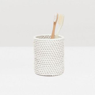 Frontgate Dalton Countertop Collection - White, Brush Holder in White - Frontgate