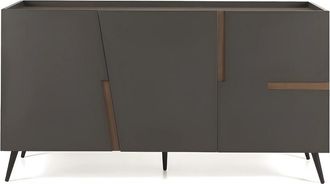 MondoViro Aparador 3 puertas gris y marrón 180x50 h80 cm