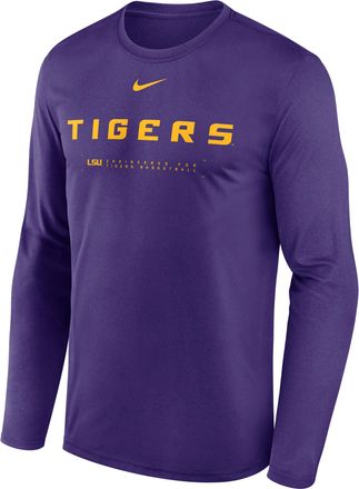 Nike LSU Courtside Basketball Shootaround Legend Nike Mens Dri-FIT College Long-Sleeve T-Shirt in Purple | 02TJ51LLSN-NK9
