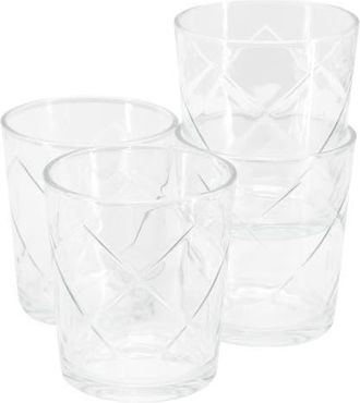Gibson Home Lattice 4 Piece 13.5 Ounce Double Old-Fashioned Glass Set in Clear at Nordstrom