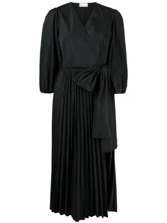 Red Valentino Abito plissettato con fiocco - Nero